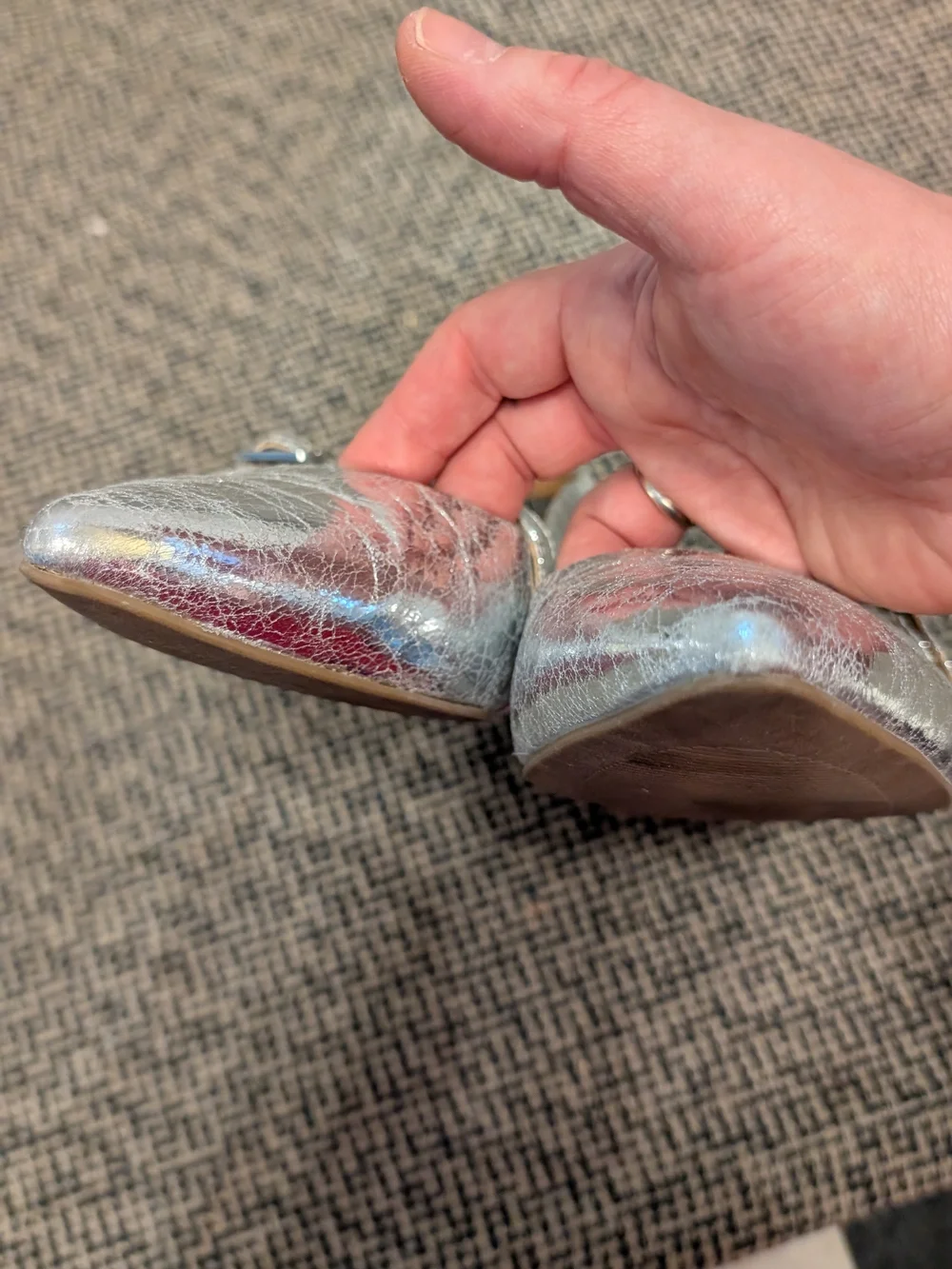 Dolce Vita Metallic Silver Pointed-Toe Mary Jane Slingback Flats